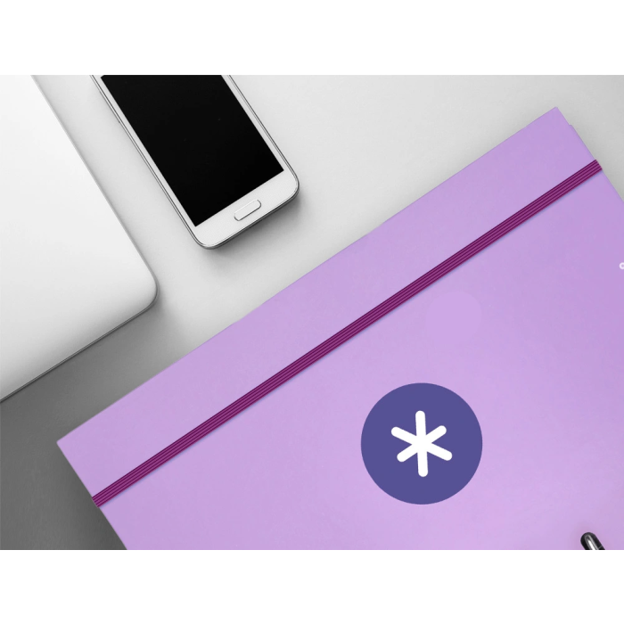 Antartik Carpeta con recambio a4 cuadro 5mm forrada 4 anillas 25mm redondas color lavanda 100 hojas 100g 10