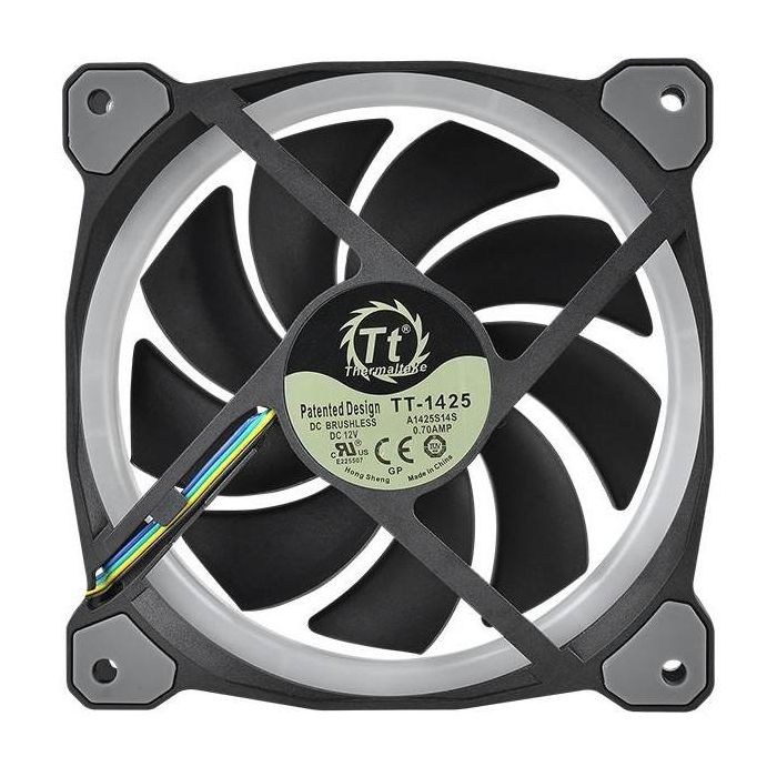 Thermaltake CL-F056-PL14SW-A Ventilador Riing Plus 14 LED RGB, 140mm, para Radiador, Negro, Premium, Pack de 3 4