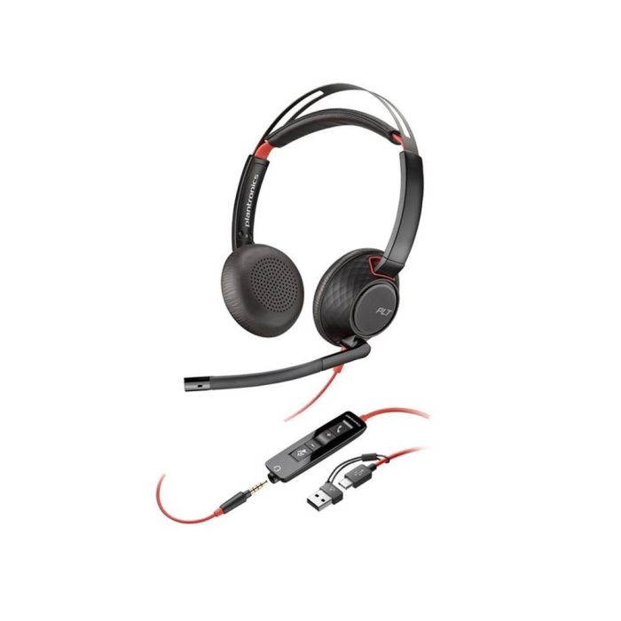 Poly Blackwire 5220 Auriculares Biauriculares Profesional USB-C Jack 3.5mm Micrófono con Cancelación de Ruido Certificados Negro