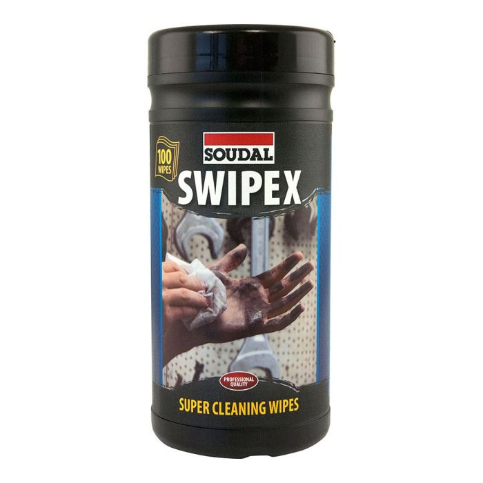 Soudal Toallitas limpiadoras Swipex XXL, alta resistencia, elimina manchas de selladores y suciedad, bote 100 unid. Ref. 113551 0 Soudal Toallitas limpiadoras Swipex XXL, alta resistencia, elimina manchas de selladores y suciedad, bote 100 unid. Ref. 113551 0