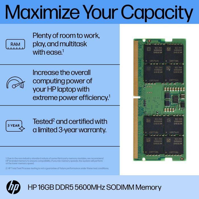 HP 16GB DDR5 5600 SODIMM Memory 2 HP 16GB DDR5 5600 SODIMM Memory 2