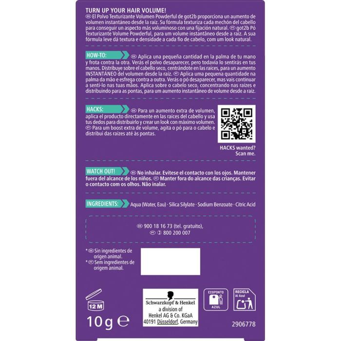 Schwarzkopf Mass Market POWDER'FUL Polvo Texturizante Voluminizador para Cabello Fino y sin Vida, 10 gr