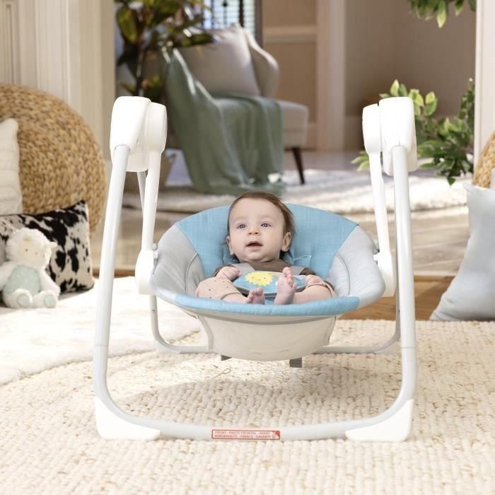 Ity by INGENUITY Columpio portátil Sun Valley Canopy - Toldo, 2 juguetes, asiento reclinable de 2 posiciones - Unisex - 0-9 meses - Gris 3