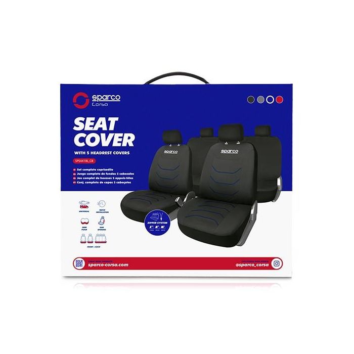 Juego Fundas Corsa Negra-Azul Cs6 SPCS441BL 3 Juego Fundas Corsa Negra-Azul Cs6 SPCS441BL 3