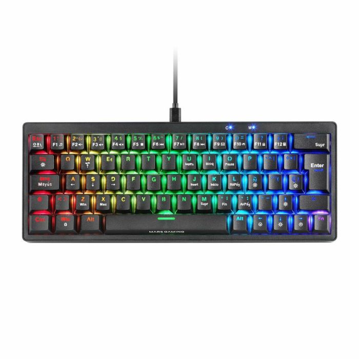 Mars Gaming MKMINIPRO Teclado Gaming Mecánico 60% RGB, Switches SKN Amarillo Silenciosos, Multiplataforma 7