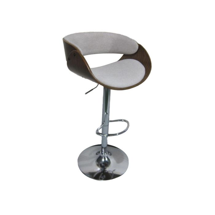 DKD Home Decor Taburete Moderno Ajustable Beige Marrón de PU y Nogal, Asiento a 83 cm, Acabado Cromado, 101.5x54x53 cm 1
