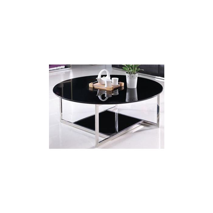 Mesa de Centro DKD Home Decor Negro Plateado Cristal Acero Plástico 100 x 100 x 45 cm