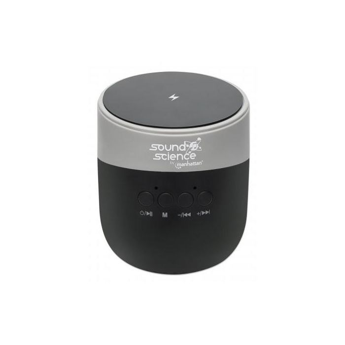 MANHATTAN Sound Science Bluetooth-Lautsprecher mit Induktionsladepad bis zu 5W 5V/1A Bedienelemente MicroSD-Slot schwarz/anthrazit 2
