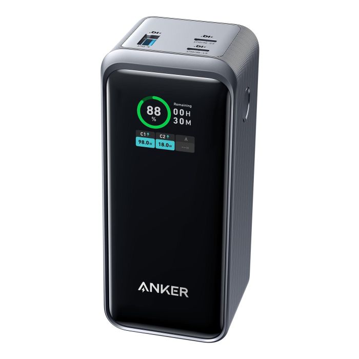 Anker Prime Power Bank 20.000mAh 200W con Display, 2x USB-C y 1x USB-A, Negro