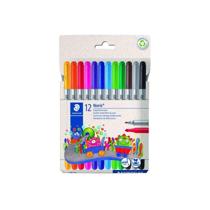 Staedtler Rotuladores Doble Punta 1-3 mm, Colores Surtidos, Estuche de 12 Unidades