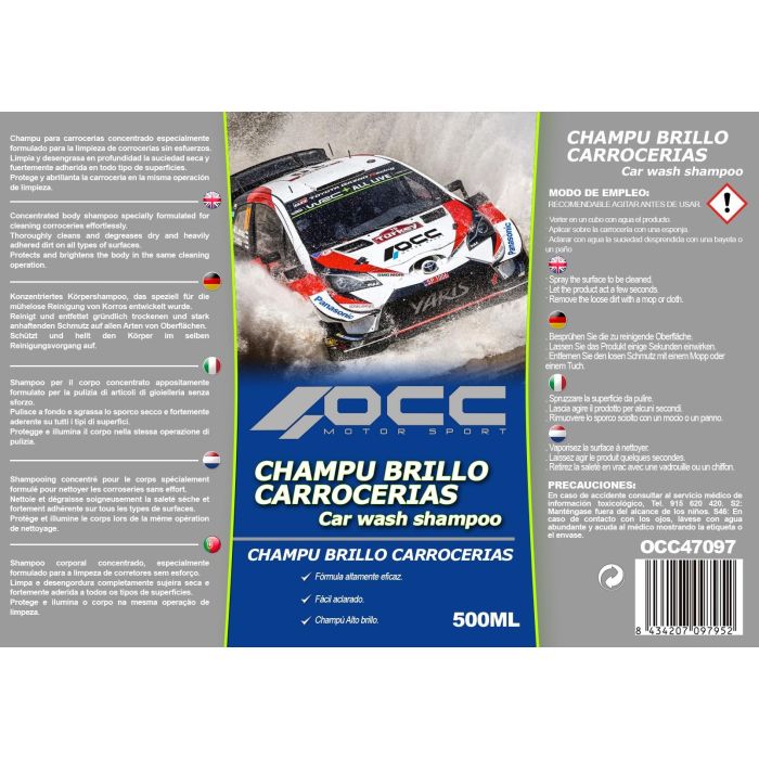 Occ Motorsport OCC47097 Champú Limpiador de Carrocerías Todo en Uno 500 mL con Efecto Brillo y Protección Antirayado 1 Occ Motorsport OCC47097 Champú Limpiador de Carrocerías Todo en Uno 500 mL con Efecto Brillo y Protección Antirayado 1