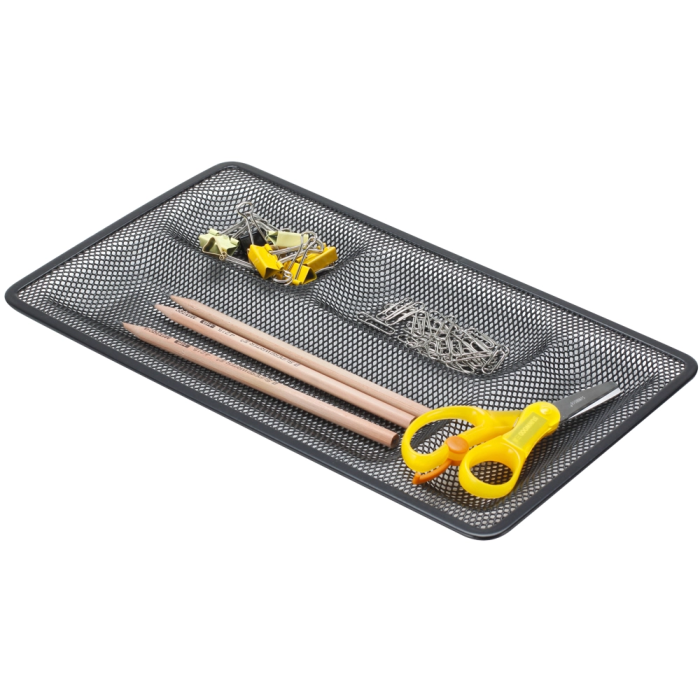 Q-connect Organizador de Sobremesa Bandeja Metálica Rejilla Negra con 4 Departamentos 315x20x175 mm 1