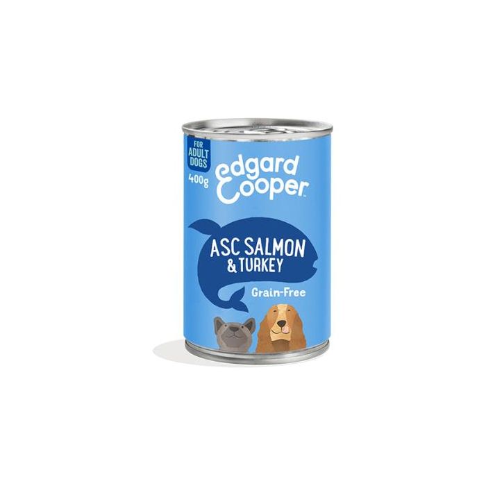 Comida húmeda para perros adultos sabor salmón y pavo - 6 latas de 400 gr Comida húmeda para perros adultos sabor salmón y pavo - 6 latas de 400 gr