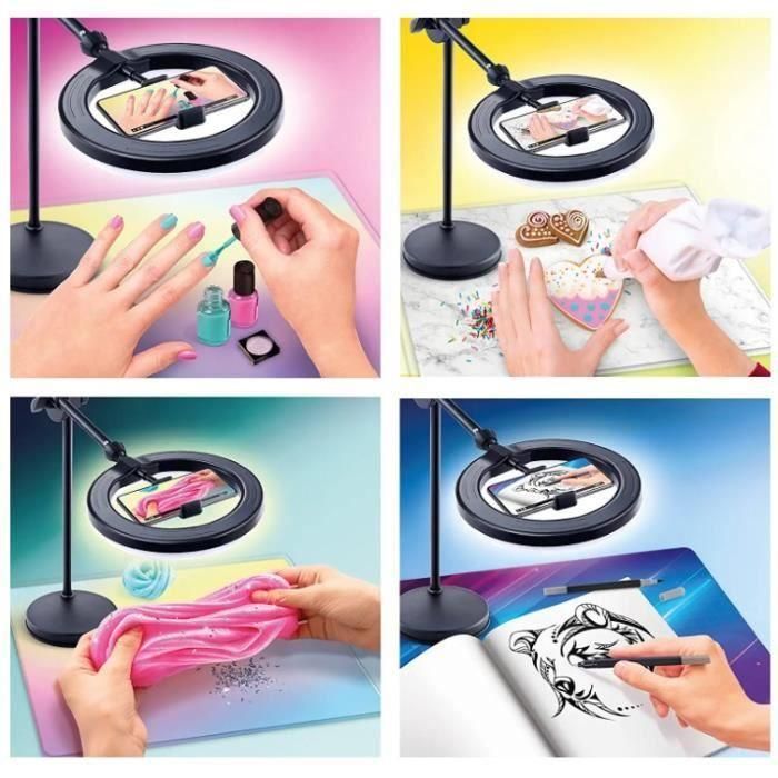 Canal Toys INF027 Studio Creator Kit Estudio de Vídeo 2 en 1 Anillo Luz LED Multicolor, Trípode Móvil y Fondo Verde XL 180x150cm 3