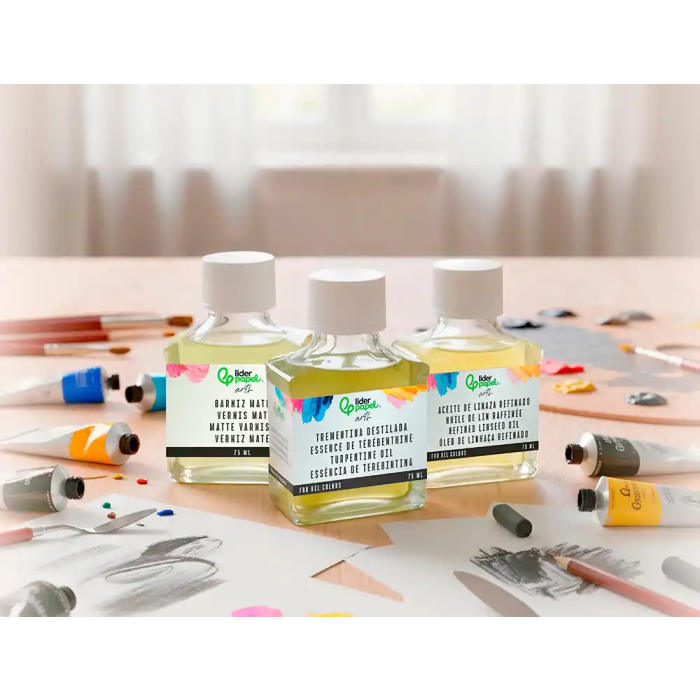 Liderpapel Trementina Destilada para Oleo, Solvente y Limpiador de Pinceles, Bote 75 ml 1