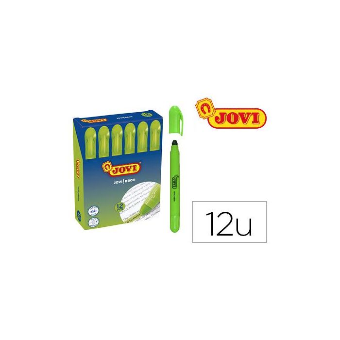 Marcador De Cera Gel Jovi Fluorescente Verde Caja De 12 Unidades