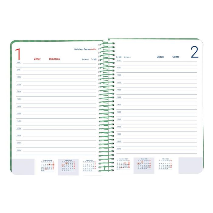 Agenda Espiral Liderpapel Syros A5 2025 Dia Pagina Colorverde Papel 60 gr Catalan 10