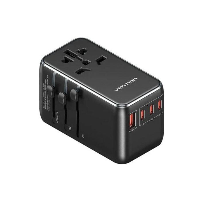 Vention FJGB0 Cargador Pared Universal GaN 120W para Viaje, Adaptador Internacional con 3xUSB-C y 1xUSB-A, Carga Rápida PD 100W Vention FJGB0 Cargador Pared Universal GaN 120W para Viaje, Adaptador Internacional con 3xUSB-C y 1xUSB-A, Carga Rápida PD 100W