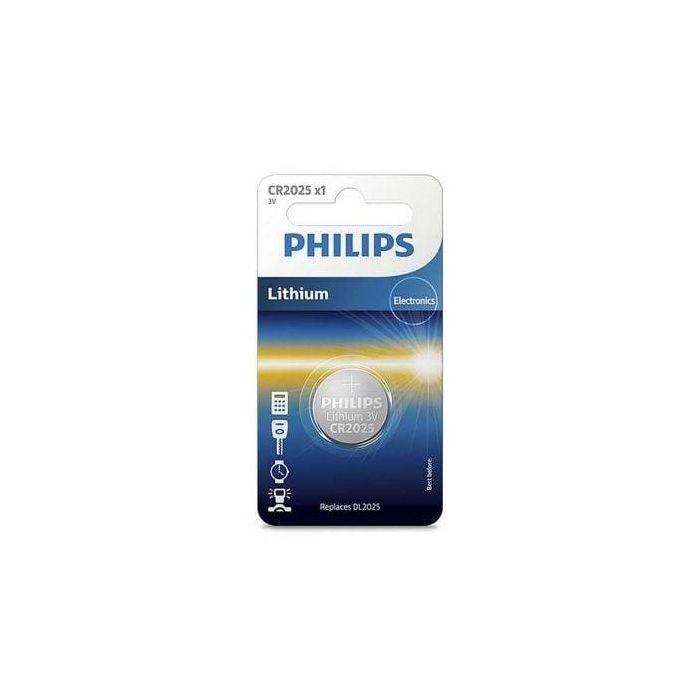 Philips CR2025/01B Pila de Botón Litio 3V 150 mAh para dispositivos pequeños, sin cadmio, mercurio ni plomo