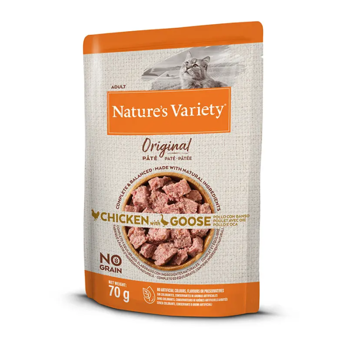 Nature's V Origina Feline Adult Pate Pollo Ganso 12x70 gr Alimento Húmedo para Gatos Adultos