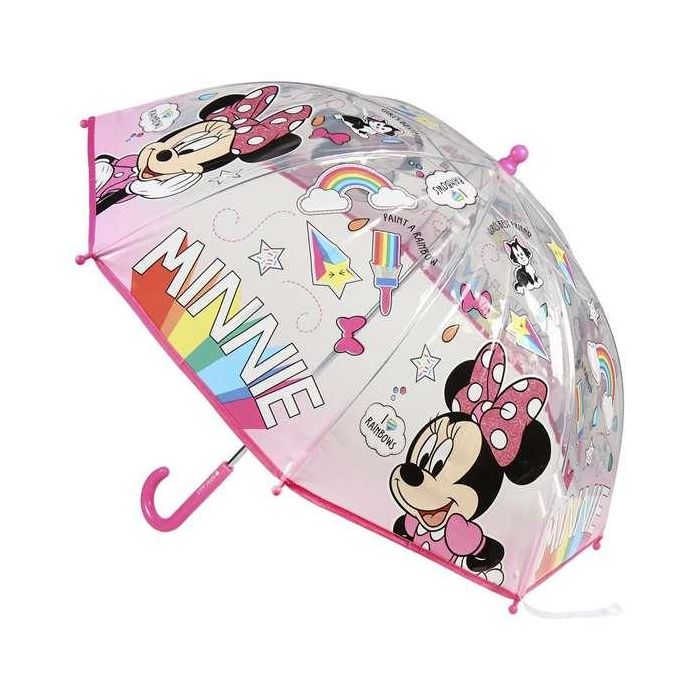Cerdá Paraguas Manual Disney Minnie Mouse Infantil POE 45 cm para Niños y Niñas de 2 a 8 Años, con Estampado Minnie Mouse y Color Rosa 1