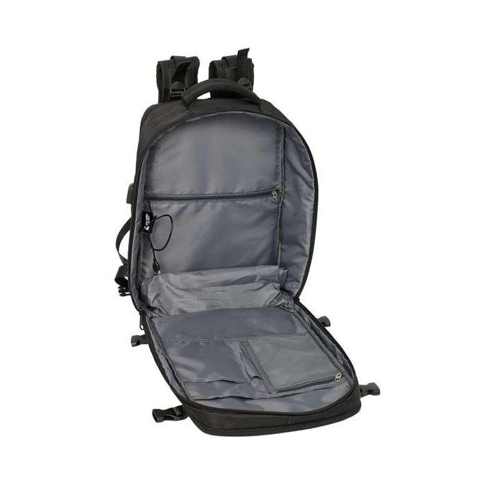 Safta Mochila de Viaje Cabina para Portátil 15,6" Real Madrid Negro con Conector USB y Zapatillero 6