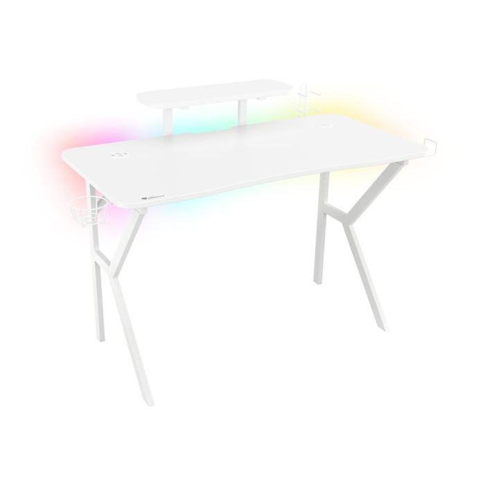 GENESIS Holm 320 RGB Mesa Gaming Blanca, Iluminación RGB, Hub USB 3.0, Carga Inalámbrica, Soporte Auriculares y Monitor 120x60 cm 1 GENESIS Holm 320 RGB Mesa Gaming Blanca, Iluminación RGB, Hub USB 3.0, Carga Inalámbrica, Soporte Auriculares y Monitor 120x60 cm 1
