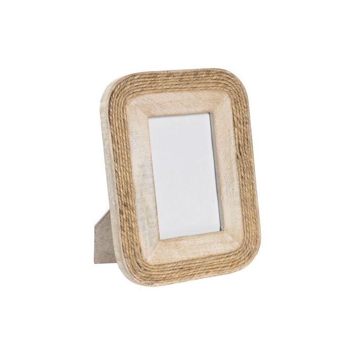 DKD Home Decor Marco de Fotos Cottage Indianrope 10x15 cm Marrón Madera de Mango/Cuerda/Cristal Natural 2 x 19 x 24 cm