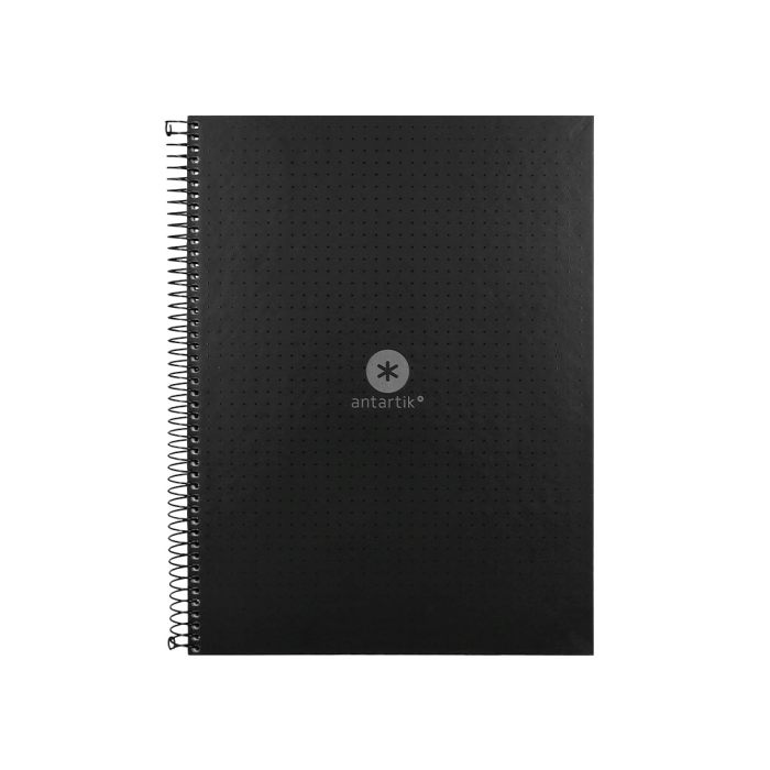 Antartik Cuaderno espiral A4 Micro, tapa forrada, 80 hojas 90 gr, rayado puntos, banda color, negro 1