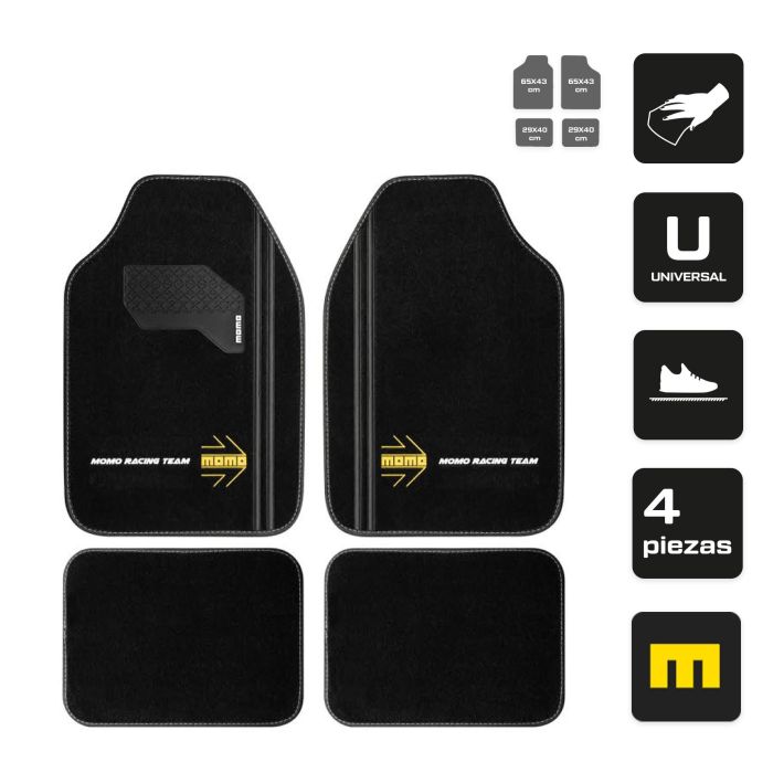 Set Completo 4 Piezas Alfombras Momo Universales Negro-Blanco MOMLCM4A8BK 1 Set Completo 4 Piezas Alfombras Momo Universales Negro-Blanco MOMLCM4A8BK 1