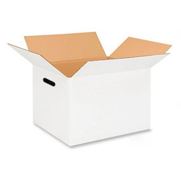 Q-connect Caja de embalaje americana ultra resistente con asas, cartón canal doble 7 mm, color blanco, 450x280x375 mm, 47 litros 2 Q-connect Caja de embalaje americana ultra resistente con asas, cartón canal doble 7 mm, color blanco, 450x280x375 mm, 47 litros 2