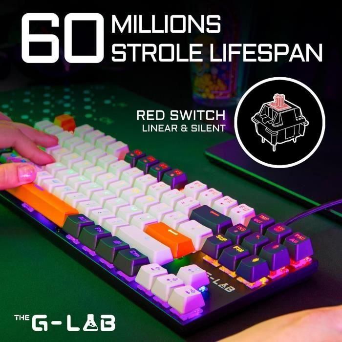 Teclado Gaming - THE G-LAB - KEYZ-MERCURY-C/FR - Mecánico - TKL - 3 colores Blanco+Negro+NaranjaFR 5 Teclado Gaming - THE G-LAB - KEYZ-MERCURY-C/FR - Mecánico - TKL - 3 colores Blanco+Negro+NaranjaFR 5