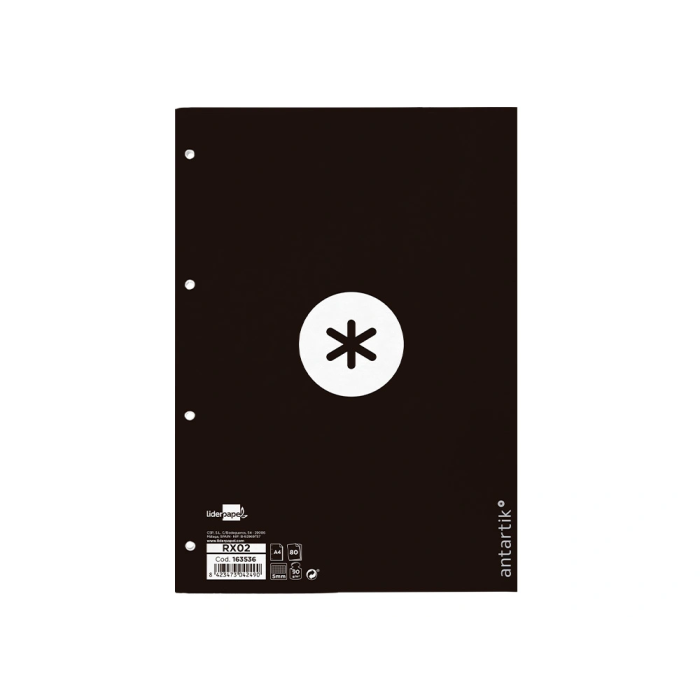 Antartik Recambio A4 80 Hojas 90gr Cuadro 5 mm 4 Taladros Marco Negro 1