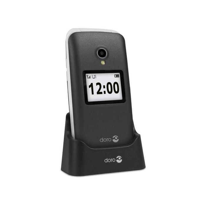 Doro 2424 Teléfono Móvil Concha graphite, Pantalla 2.4", Cámara 3 MP, Bluetooth, Batería 800 mAh, Gris/Plata