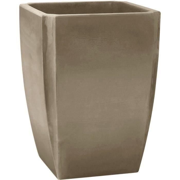 PALMEA Jarrón Alto Arbustero 65 L - Doble Pared - Reserva de Agua Integrada - 47 x 47 x 65 cm - Taupe - EDA PALMEA Jarrón Alto Arbustero 65 L - Doble Pared - Reserva de Agua Integrada - 47 x 47 x 65 cm - Taupe - EDA