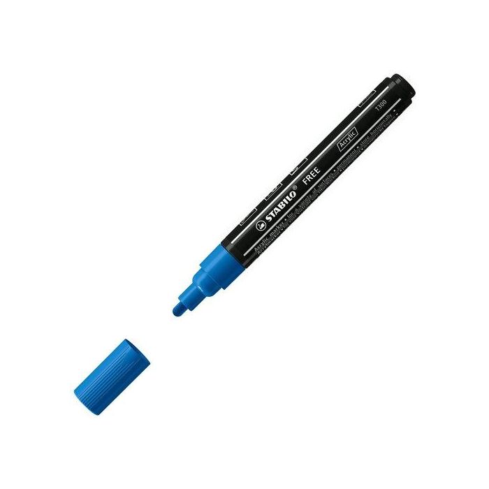 Marcador Acrylic Stabilo Free T300 Arty Line 2-3 Mm Azul Oscuro (732) 5 unidades