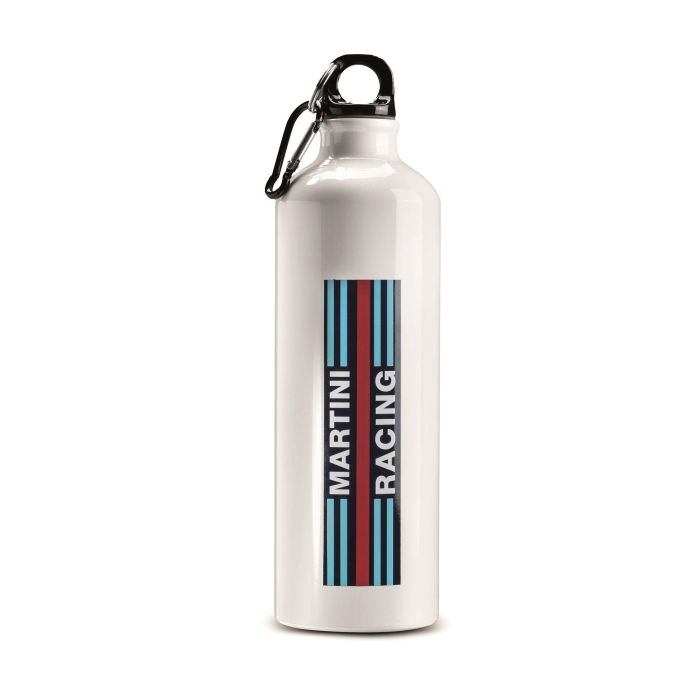 Sparco S099077MR Botella de Aluminio para Bebidas Martini Racing Blanca 770ml con Tapa de Rosca Antifugas y Clip