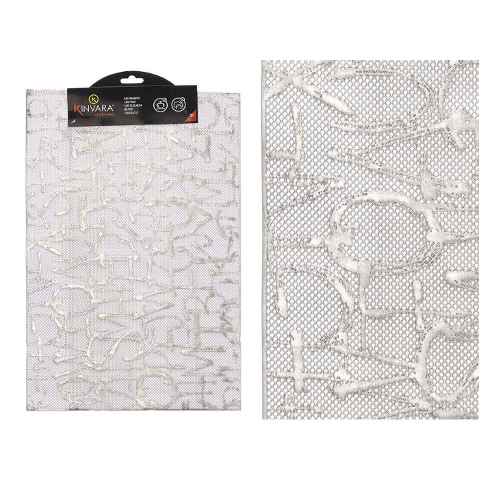 Salvamantel Rectangular Kinvara Plateado 30x45 cm PVC (48 Unidades)