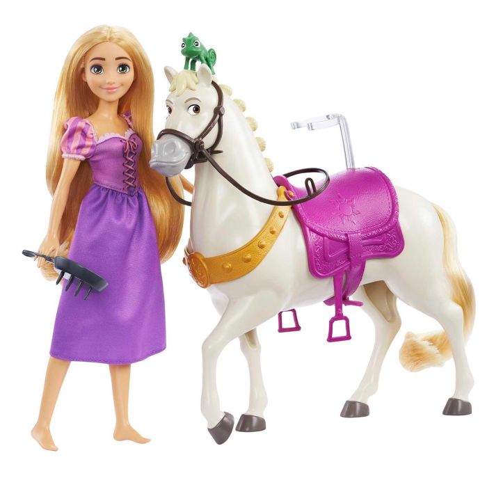 Mattel Hlw23 Muñeca Rapunzel con rodillas flexibles y Caballo Maximus con silla y brida, incluye Figura Pascal Disney Enredados +3 años 1 Mattel Hlw23 Muñeca Rapunzel con rodillas flexibles y Caballo Maximus con silla y brida, incluye Figura Pascal Disney Enredados +3 años 1