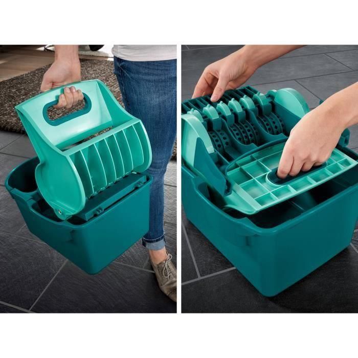 Leifheit Set Profi Compact escoba plana 42 cm | Mango de acero 140 cm | Cubierta Micro Duo para todo tipo de pisos | Cabezal 360° 3