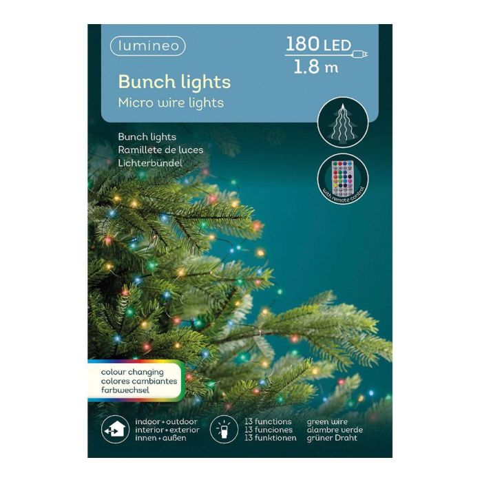 Guirnalda microled multicolor 180 leds, 6,8 m. Con transformador IP44 para uso en interior/exterior. 3 Guirnalda microled multicolor 180 leds, 6,8 m. Con transformador IP44 para uso en interior/exterior. 3