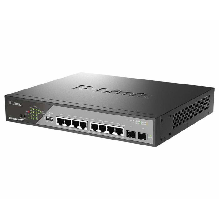 D - Link Switch Gestionado 8 Puertos Gigabit Ethernet, 2 Módulos SFP, PoE, 20 Gbit/s, L2, QoS, VLAN, 802.3af/at/bt