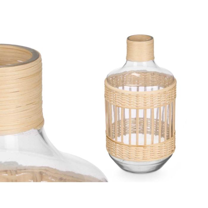 Botella de vidrio grande con rattan - Giftdecor 18x34x18 cm (4 Unidades) 1