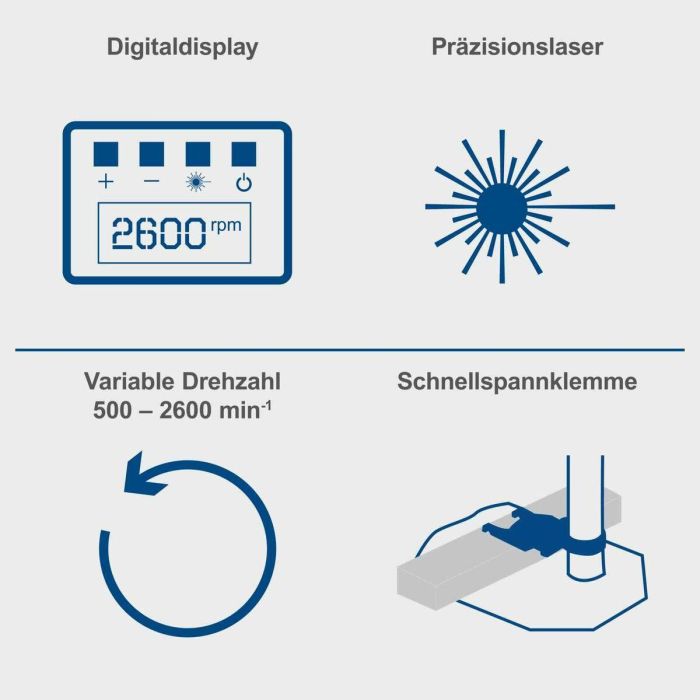 Scheppach DP55 Taladro de banco de precisión con pantalla digital para ajuste perfecto de velocidad, esencial para bricolaje y pequeños talleres 6
