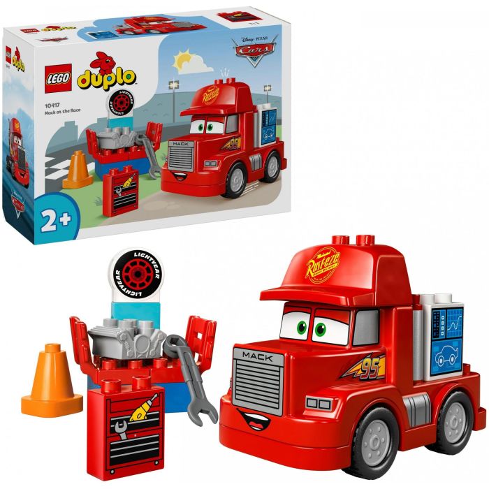 LEGO 10417 Duplo Disney Pixar Cars Mack El Transportista y Rayo McQueen Set de Construcción Parada en Boxes Juguete +2 años 12