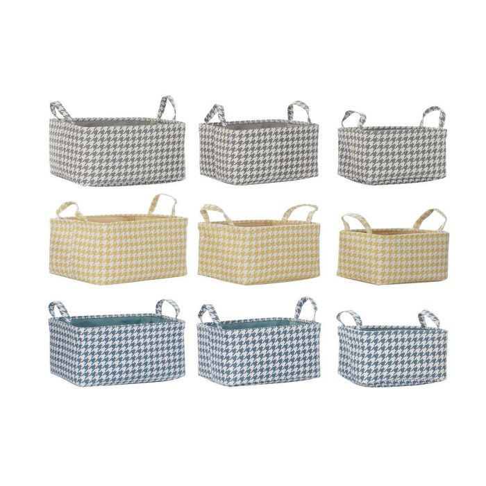 Cesta Basicos DKD Home Decor Gris Amarillo 30 x 20 x 40 cm Set de 3 (3 Unidades)