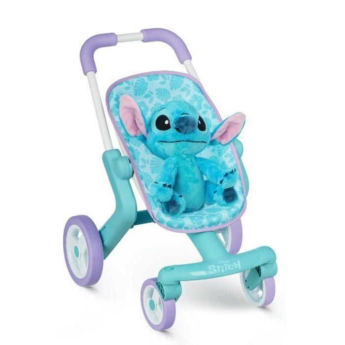 Smoby Silla de Paseo Infantil Stitch con Peluche, 49x38x53 cm, Edad Mínima 3 Años