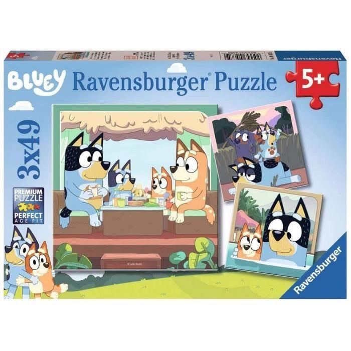 Ravensburger Puzzle Bluey 3x49 Piezas, Set de 3 Puzzles Infantiles con Personajes, Edad Recomendada 5+ Años 0 Ravensburger Puzzle Bluey 3x49 Piezas, Set de 3 Puzzles Infantiles con Personajes, Edad Recomendada 5+ Años 0