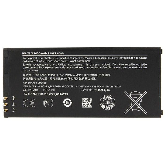 CoreParts Batería Li-ion 2000mAh 3.8V 7.60Wh para Microsoft Lumia 650