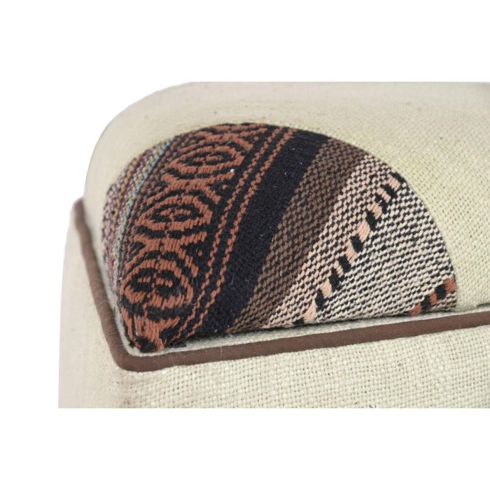 DKD Home Decor Reposapiés Alpino Algodón y Mango Multicolor con Tapa 40 x 40 x 45 cm 6
